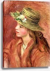 Постер Ренуар Пьер (Pierre-Auguste Renoir) Young Girl in a Straw Hat, c.1908