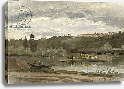Постер Писсарро Камиль (Camille Pissarro) Ferry at Varenne-Saint-Hilaire, 1864
