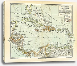 Постер Карта Вестиндии и Центральной Америки, конец 19 в.