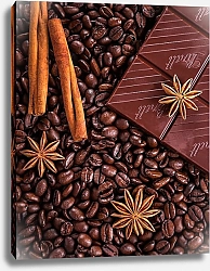 Постер кофе, шоколад, корица и анис