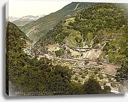Постер Швейцария. Гиорнико, мост в горах