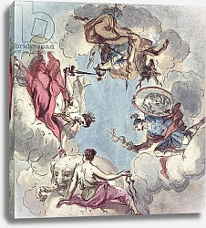 Постер Торнхилл Джеймс Design for a Ceiling: The Four Cardinal Virtues, Justice, Prudence, Temperance and Fortitude