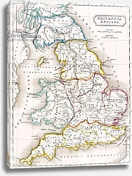 Постер Школа: Английская 19в. Map of England, Britannia Antiqua, from 'The Atlas of Ancient Geography', c.1829