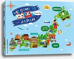 Постер Привлекательная карта путешествия по Японии