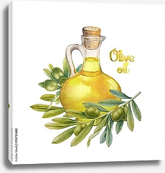 Постер Акварельное оливковое масло