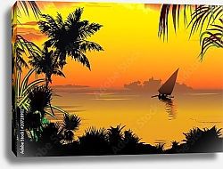 Постер Силуэты пальм на фоне океана