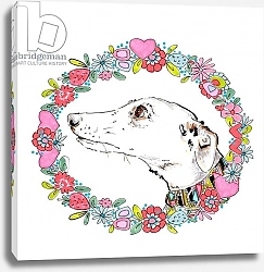Постер Чамберс Джо (совр) Silvertips Greyhound With Floral Border, 2012
