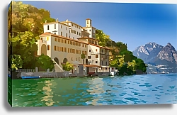 Постер Швейцария. Вид на озеро Лугано 1