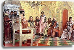 Постер Рябушкин Андрей Tsar Mikhail Fyodorovich with Boyars Sitting in His Room, 1893