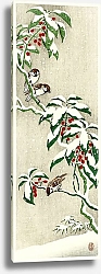 Постер Воробьи на снежном ягодном кустарнике (1900 - 1945)