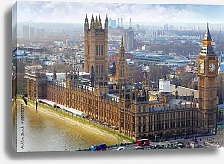 Постер Великобритания. Туманный  Лондон. Парламент