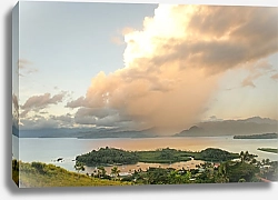 Постер Пристань для яхт Савусаву и островок Нави, остров Вануа-Леву, Фиджи