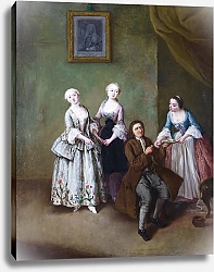 Постер Лонги Пьетро Интерьер с тремя женщинами и сидящим мужчиной