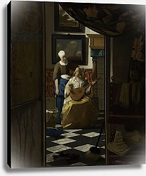Постер Вермеер Ян (Jan Vermeer) The Love Letter, c.1669-70