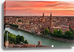Постер Италия. Верона. Панорамный вид на закате