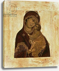 Постер Школа: Русская 17в. Virgin of the Don embracing the blessing Christ Child, Russian icon, 17th century