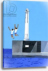 Постер Хируёки Исутзу (совр) A girl jumping at the embankment