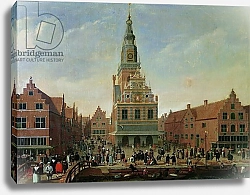Постер Школа: Голландская 17в View of the Weighhouse and the Cheese Market at Alkmaar
