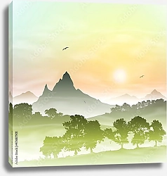 Постер Туманные холмы и горы