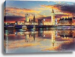 Постер Англия, Лондон. Вечерние отражения в Темзе
