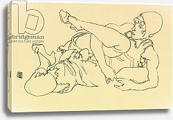 Постер Шиле Эгон (Egon Schiele) Reclining woman with raised right leg, 1917