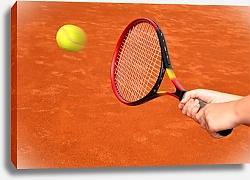 Постер Теннисная ракетка и летящий мяч