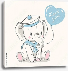 Постер Милый слоненок в матросском костюме