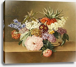 Постер Дженсен Йоханн Iris, Lilac, Primulae, Blossom and Peonies in a Basket,