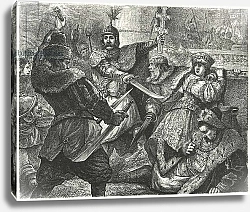 Постер Школа: Немецкая школа (19 в.) Vasily Shuysky leading the Muscovites in the killing of Tsar False Dmitry I, 1606