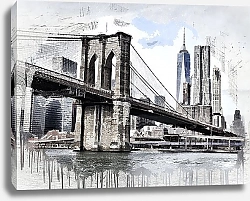 Постер Бруклинский мост в серых красках