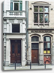 Постер Старое здание с деревянными дверями, Кельн, Германия