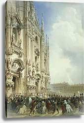 Постер Боссоли Карло The War in Italy: The Arrival of the Emperor Napoleon III and the King of Sardinia at the Duomo, Milan, 1859