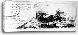 Постер Рембрандт (последователи) Landscape with country lane and cottages, etched by Benjamin Wilson, 1751