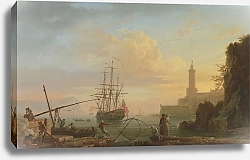 Постер Верне Клод Среднеземноморский порт на восходе