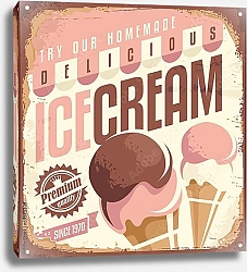Постер Домашнее мороженое, ретро плакат