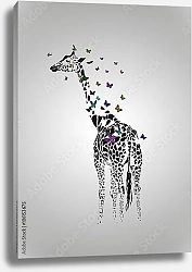 Постер Жираф из бабочек