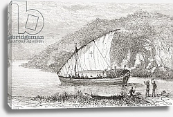 Постер Школа: Испанская 19в. A dhow on the Congo River in the 19th century, from 'Africa Pintoresca', published 1888