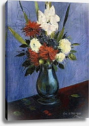 Постер Шлемер Оскар Vase of Flowers with Gladiola and Dahlias; Blumenvase mit Gladiolen und Dahlien,