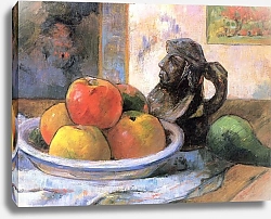 Постер Гоген Поль (Paul Gauguin) Натюрморт с яблоками, грушей и          кувшином