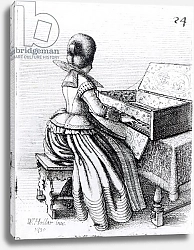 Постер Холлар Вецеслаус (грав) Woman Playing at a Keyboard, 1635