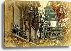Постер Франция. Парижские балкончики и Эйфелева башня