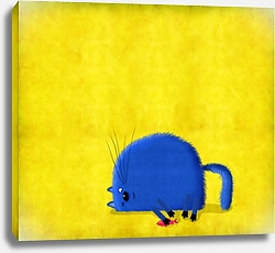 Постер Сикорский Андрей (совр) Синий круглый кот с рыбкой