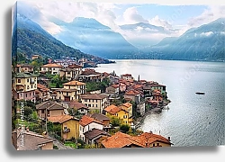 Постер Италия, озеро Комо. Вид на озеро с горного склона