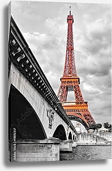 Постер Франция, Париж. Эйфелева башня в красном оттенке