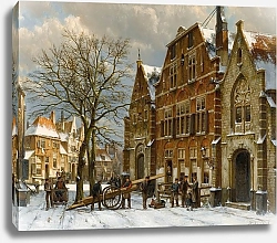 Постер Коэкокк Вильям Winter Street Scene, Oudewater
