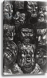 Постер Доре Гюстав Eleven grotesque faces from 'Les Contes Drolatiques' by Honore de Balzac engraved by Predhomme