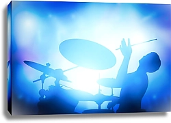 Постер Силуэт барабанщика на музыкальном концерте