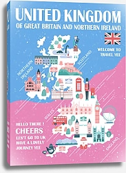 Постер Соединенное Королевство, карта путешествий 2