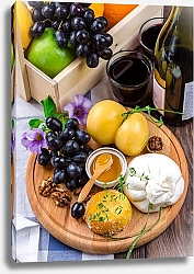 Постер Сырная тарелка и вино