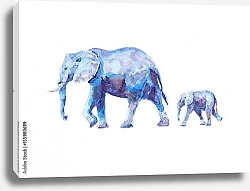 Постер Голубой слон со слоненком